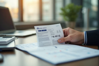 Bureau moderne avec relevé Crédit Agricole en overdraft