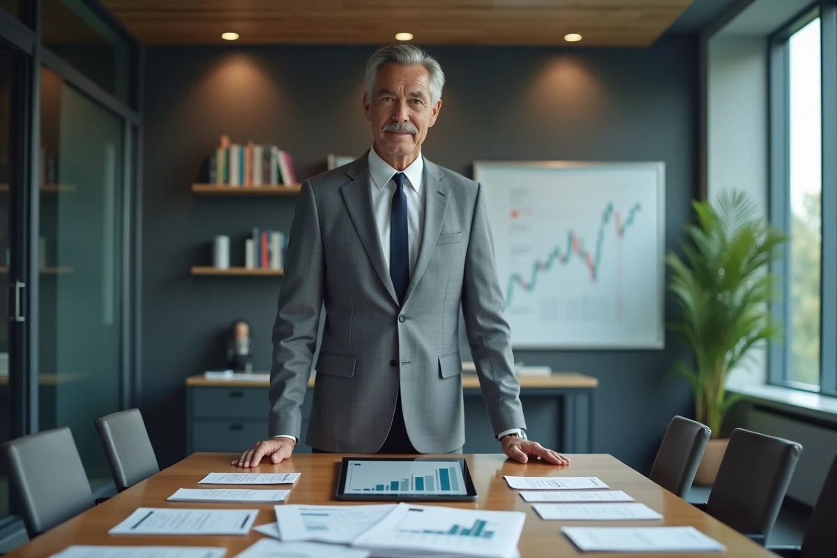 Cadre dirigeant senior consultant des rapports de rémunération en salle de réunion