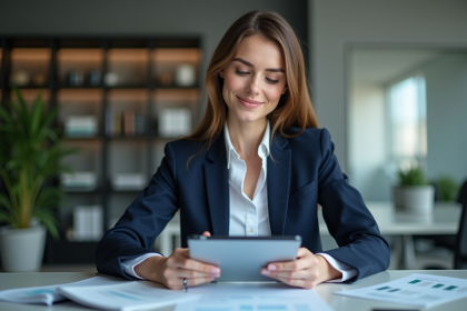 Femme d'affaires confiante dans un bureau moderne