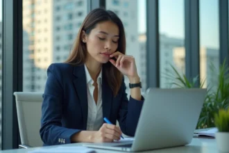 Femme d affaires en bureau moderne en tenue professionnelle