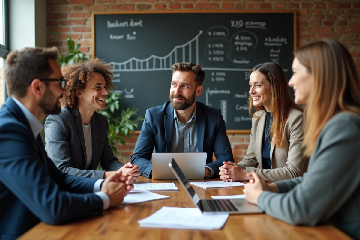 Groupe de jeunes entrepreneurs en coworking collaborant