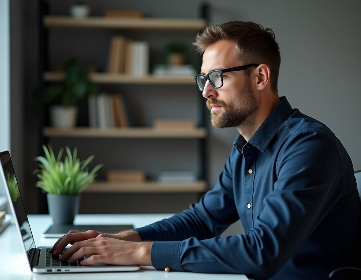 Homme consultant son espace bancaire en ligne sur un ordinateur portable pour identifier un prélèvement Remisereduc sur son compte