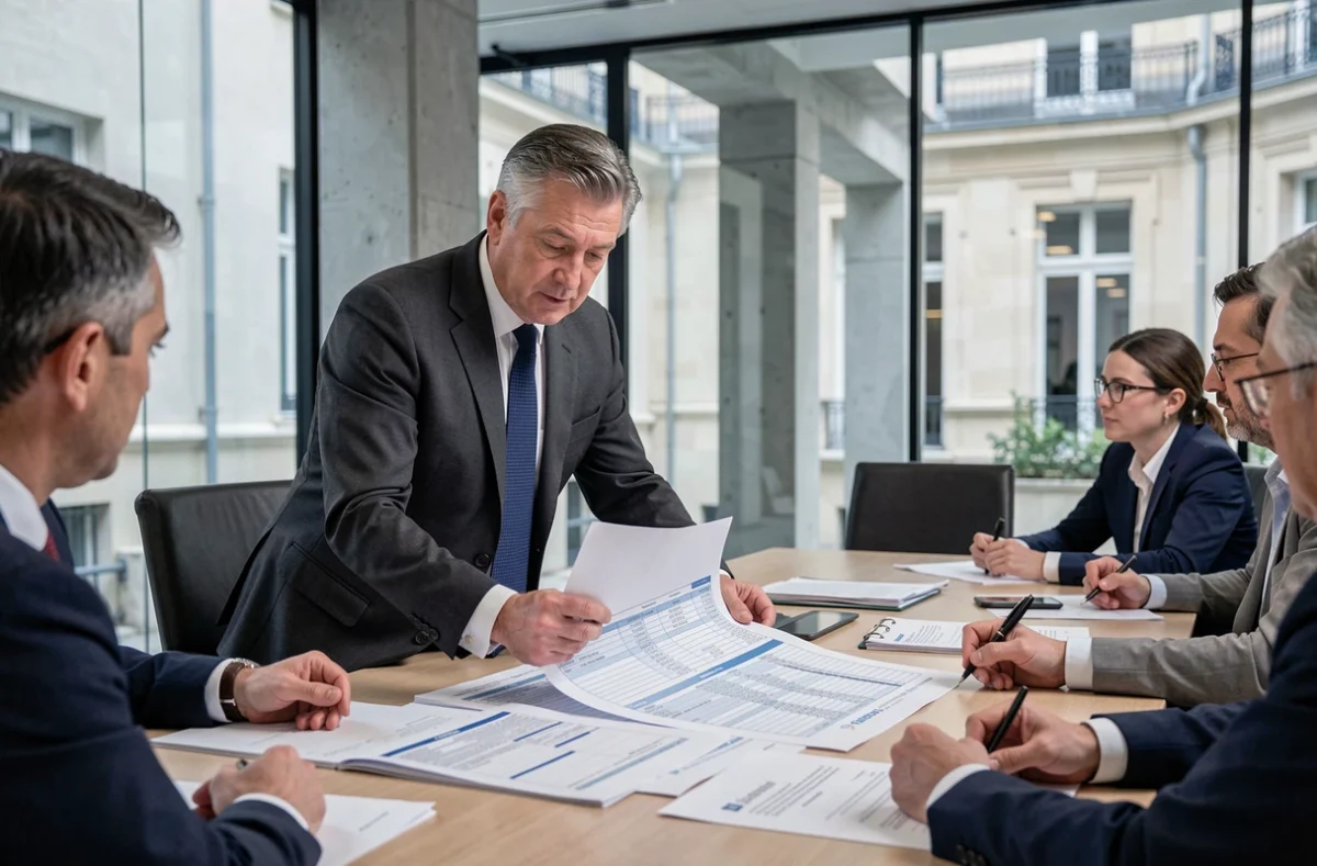 Réunion budgétaire municipale avec élus et fonctionnaires examinant les finances de la mairie de Paris